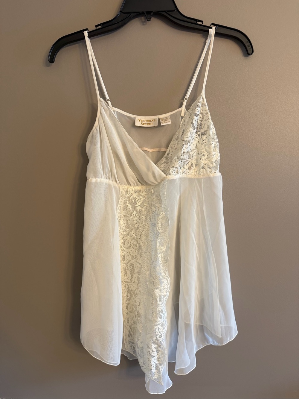 Vintage 1990’s Victoria Secret Coquette Sheer Lace Babydoll Chemise Lingerie
